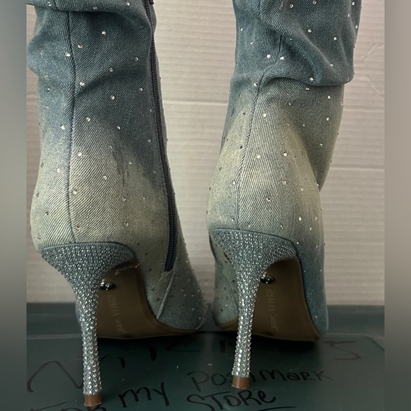 Thalia Sodi Elegant Gradient Denim Rhinestone Women's Boots Size 9 NWOT - Picture 9 of 16
